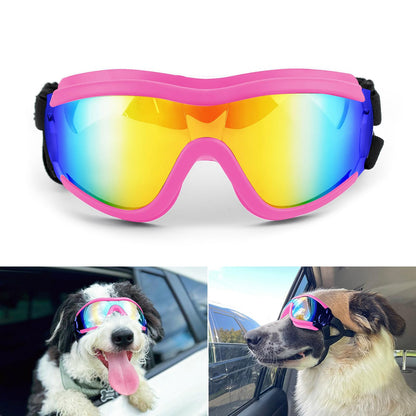 NAMSAN Sunglasses for Dogs Adjustable Dog Glasses Waterproof Windproof Dog Motorcycle Goggles Safety Glasses Pink