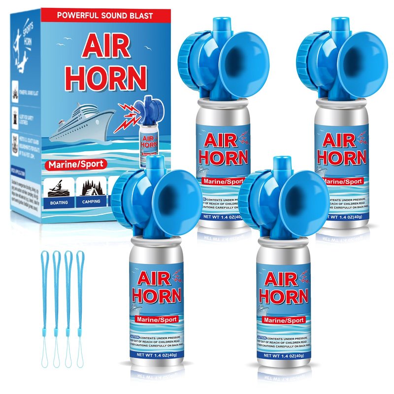 Air Horn 1.4oz 4pcs - 120dB Loud Mini Small Safety Bear Horn, Coast Guard Approved Marine Boat Horn, Sports Events Celebrate Victory& Outdoor Camp Emergency Alarm