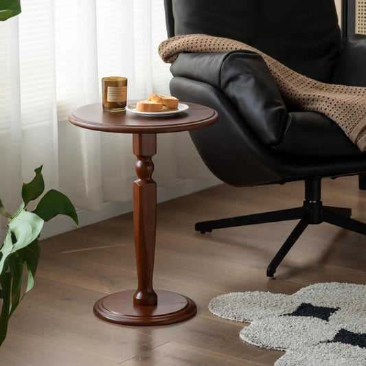 ZNKJYSZQ 21" Tall Round Accent Side Table，Solid Wood Round Pedestal End Table，Small Nightstand，Indoor Plant Stand for Bedroom, Corners, and Nursery