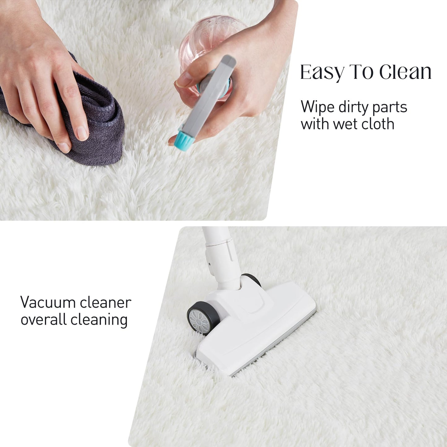 Puremy Fluffy White Rugs for Bedroom, 5x7 Plush Cream Area Rugs for Living Room, Non-Slip Shag Floor Carpet for Kids Room, Girls Room, Bedside, Playroom, Indoor Decor