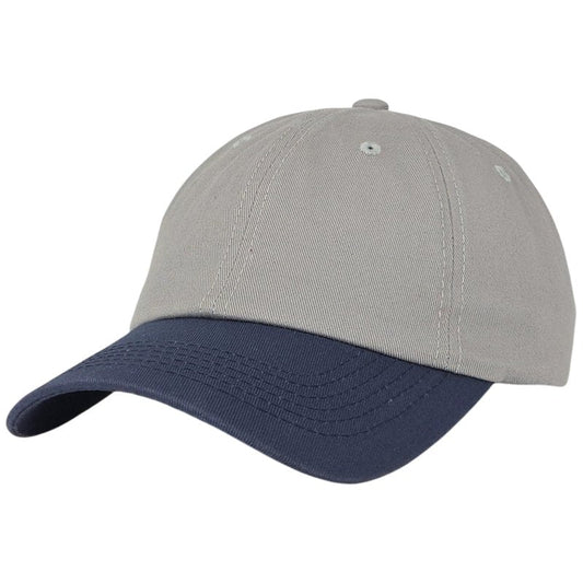 Vintage Classic Dad Hat Two Tone – 100% Cotton, Adjustable Metal Buckle Strap, Low-Profile Fit, Baseball Cap Unisex Grey Navy