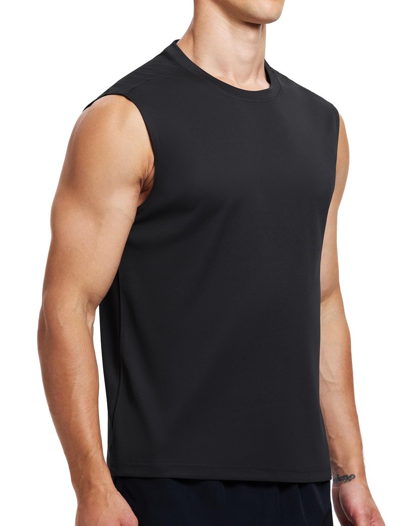 ALLTHRO Mens Workout Tank Tops Quick Dry Sleeveless Running Shirts Gym Muscle Bodybuilding Shirts for Men Black,XX-Large