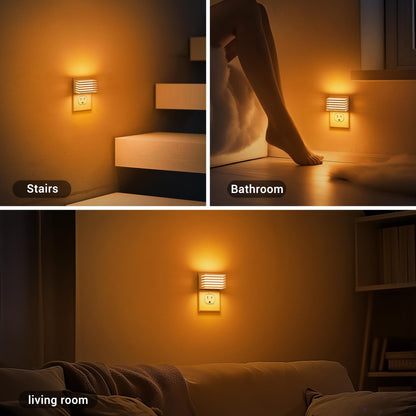 JandCase LED Night Light, [2 Pack] Night Lights Plug into Wall with Dusk to Dawn Sensor, Dimmable Plug in Night Light, Adjustable Brightness, 3000K Soft White Nightlight for Bedroom Bathroom Hallway