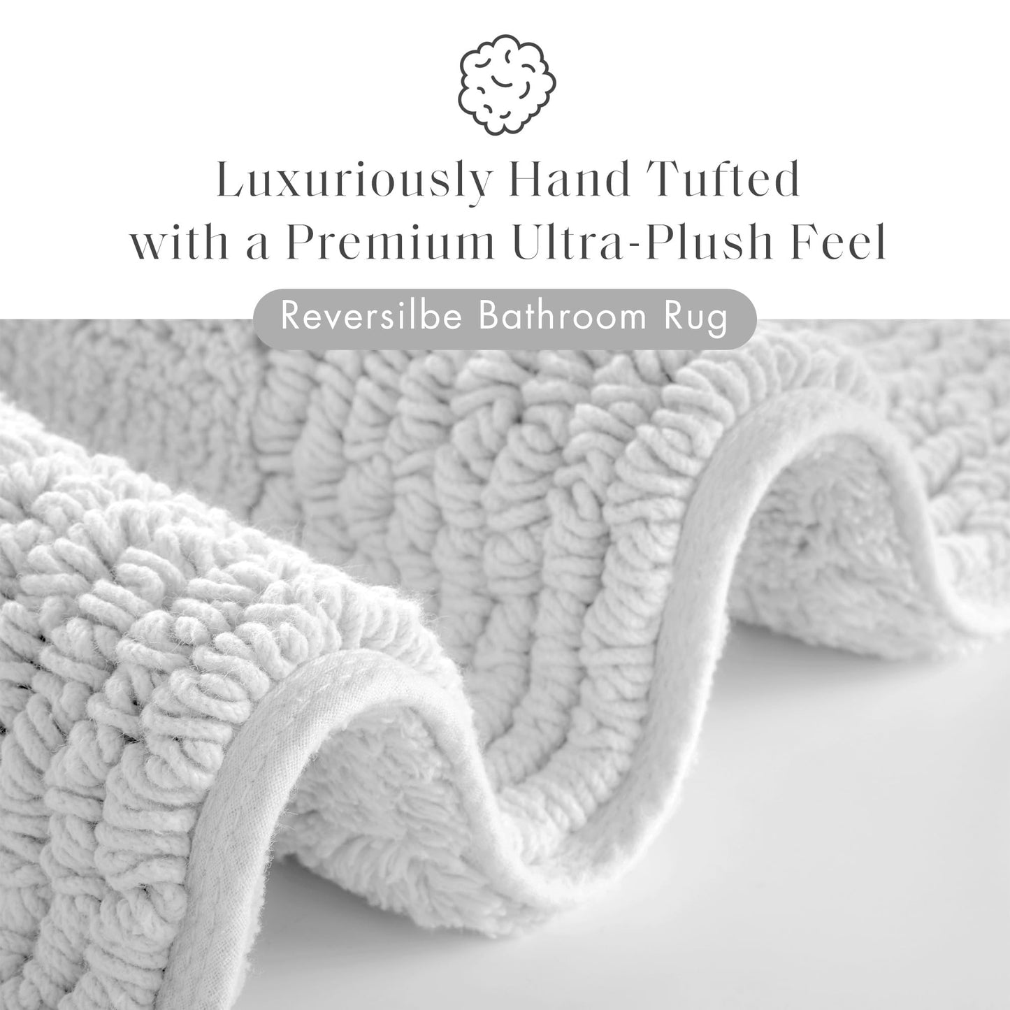 Madison Park Splendor Reversible 100% Cotton Tufted Bathroom Rug-3000 GSM Hotel Quality Luxurious Plush Medium Pile Bath Mat Absorbent, Quick Dry, Shower Room Décor, 21x34, Grey