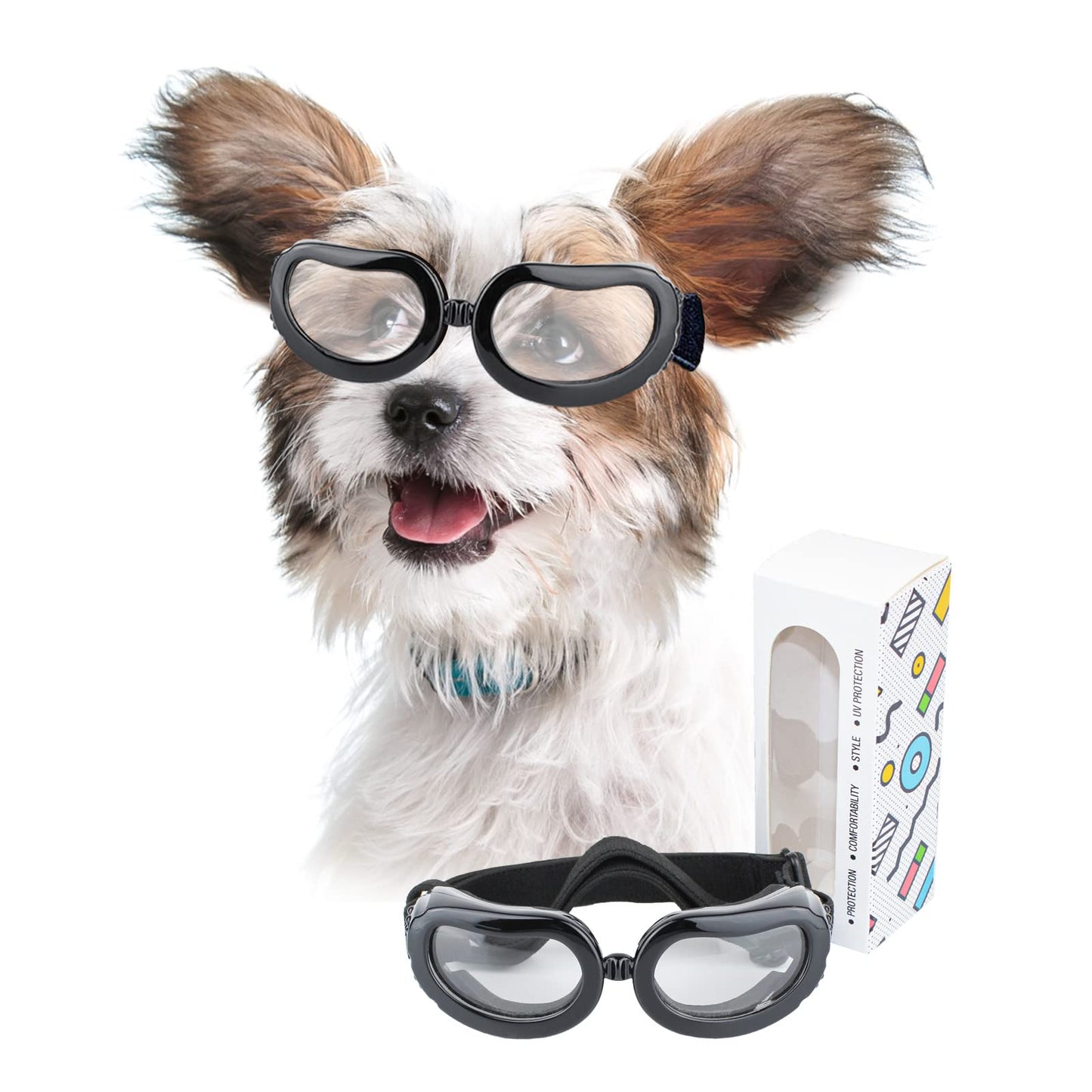 Namsan Dog Glasses, Anti-UV Protective Sunglasses for Small Dogs, Clear