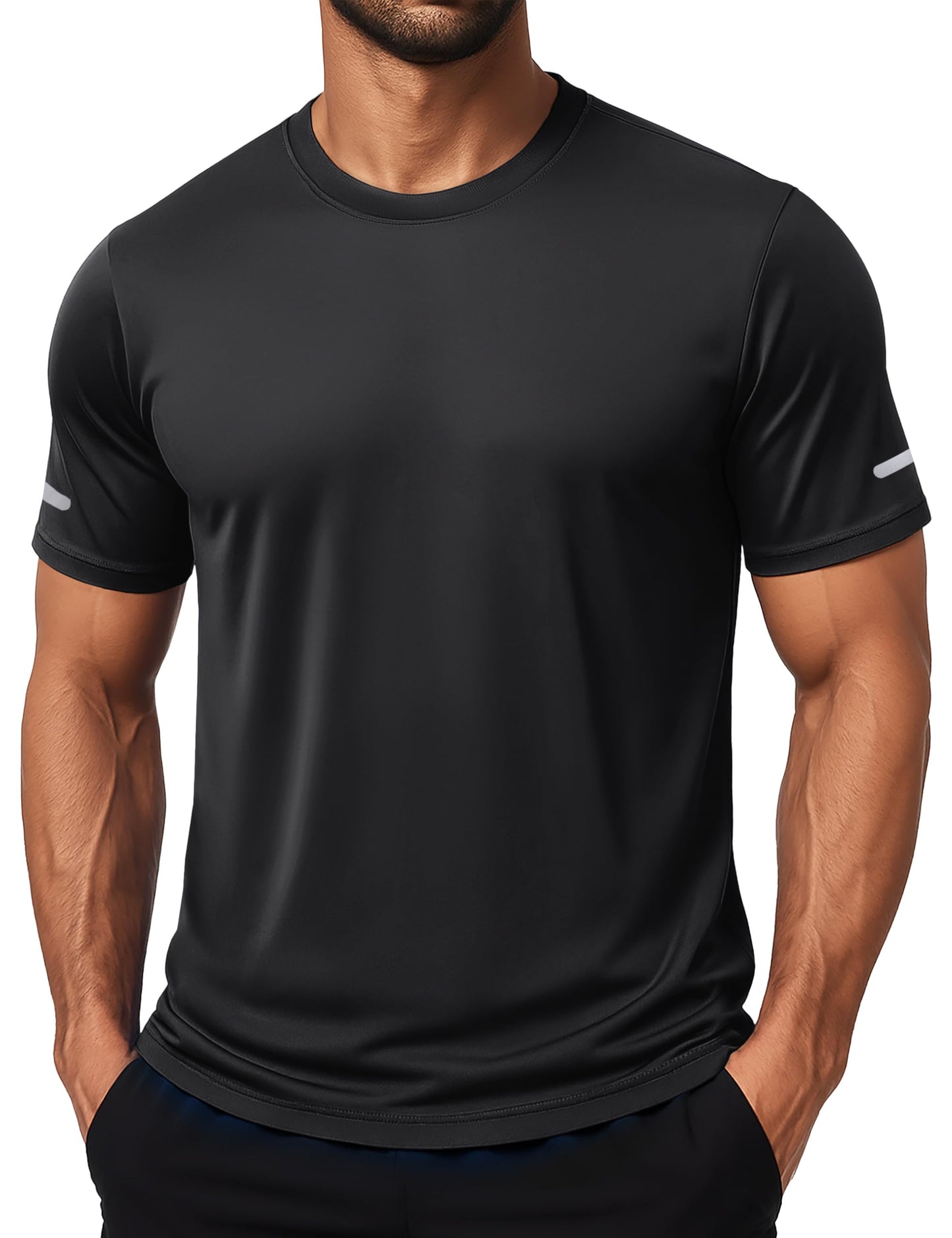 MAGCOMSEN Short Sleeve Shirts for Men Workout Dry Fit Sun Protection Moisture Wicking Shirt Gym Athletic Running Tshirt Rash Guard Black XL