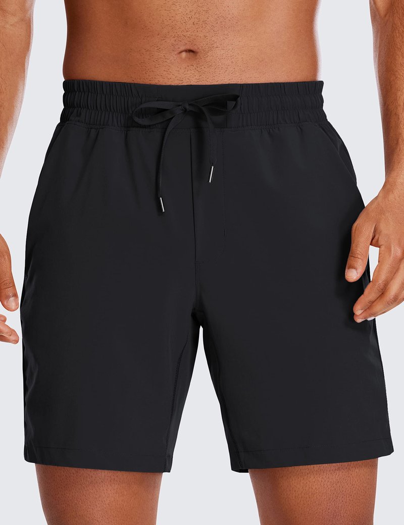 CRZ YOGA Mens 2 in 1 Running Shorts 7" - Lined Workout Quick Dry Lightweight for Sports Athletic with Pockets Black Large