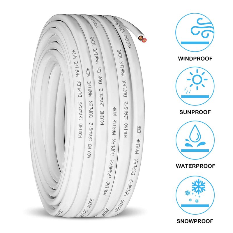 12 Gauge Marine Wire 12 AWG Duplex Marine Grade Wire,15ft Tinned Copper Oxygen-Free Insulated Red & Black Electrical Cable for Boat/Automotive/RV/Camper/Trailer