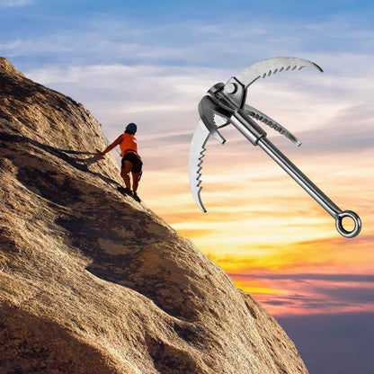 Ant Mag Grappling Hook Stainless Steel Claw Carabiner with 20m/65ft 8mm Auxiliary Black Rope for Camping Hiking Tree Grabbing and Water Lifting Salvage