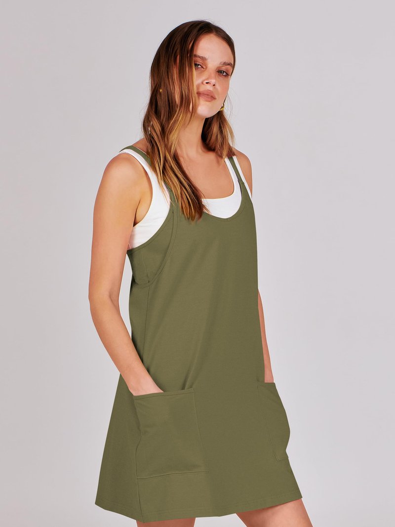 ANRABESS Women Athletic Dress Summer Tennis Workout Active Sports Mini Romper Dress Built in Shorts Travel Vacation Clothes Army Green X-Smal