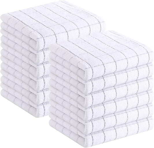 Homaxy 100% Cotton Terry Kitchen Towels, Checkered Designed, Soft and Super