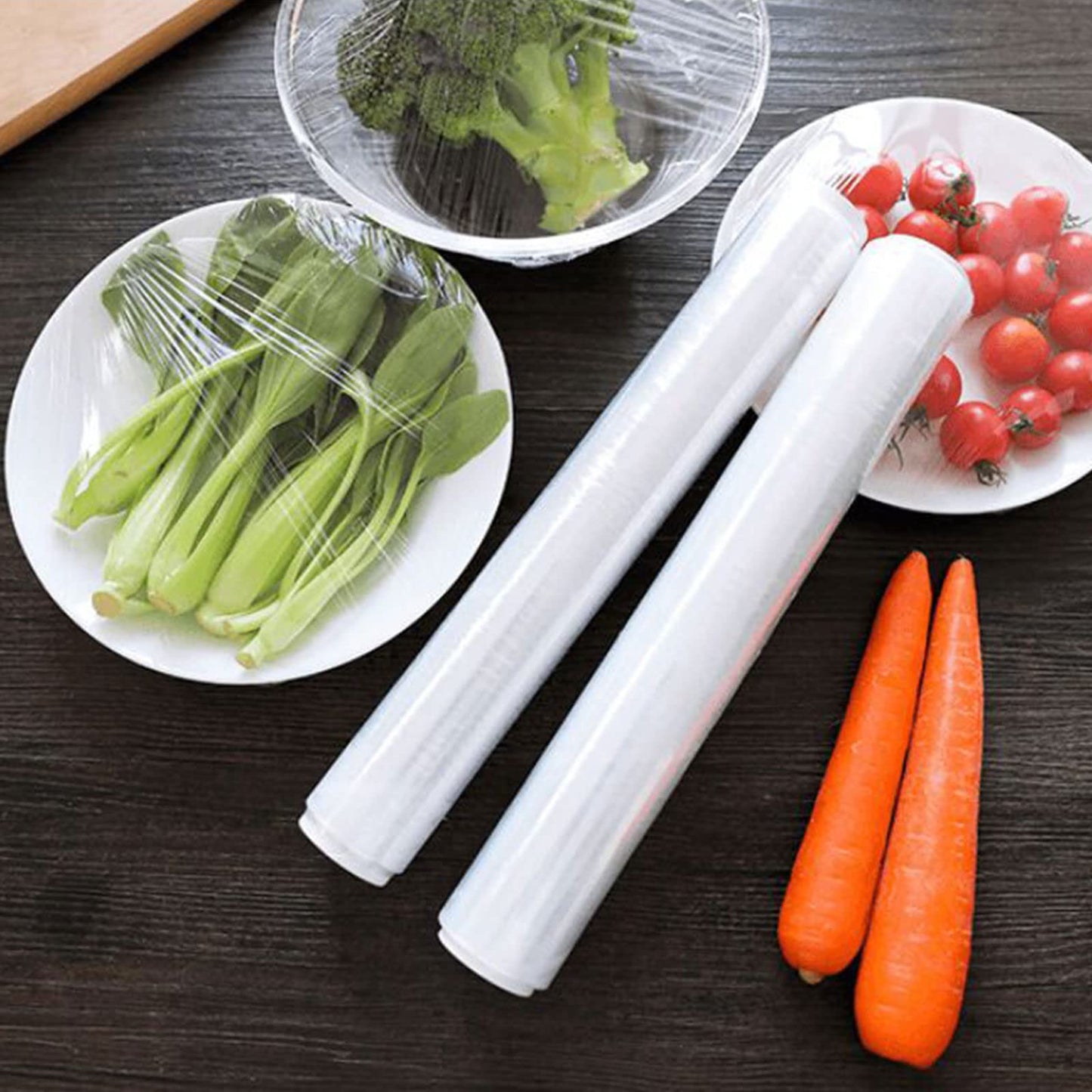 2 Pack Cling Film for Food 30cm x 500E, Storing Food Cling Film Refill Rolls-Kitchen Preparation Reusable Clingfilm(Suitable for large size dispenser)
