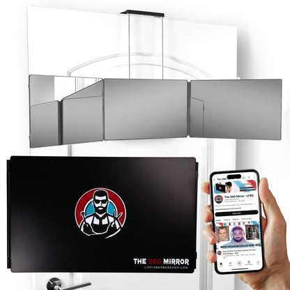 The 360 Mirror - Adjustable Telescoping Hooks - Self Haircut Mrror for Men - 3 Way Mirror for Hair Cutting - Miror for Self Haircutting - Cut your Own Hair Mirro (I Without LED I)