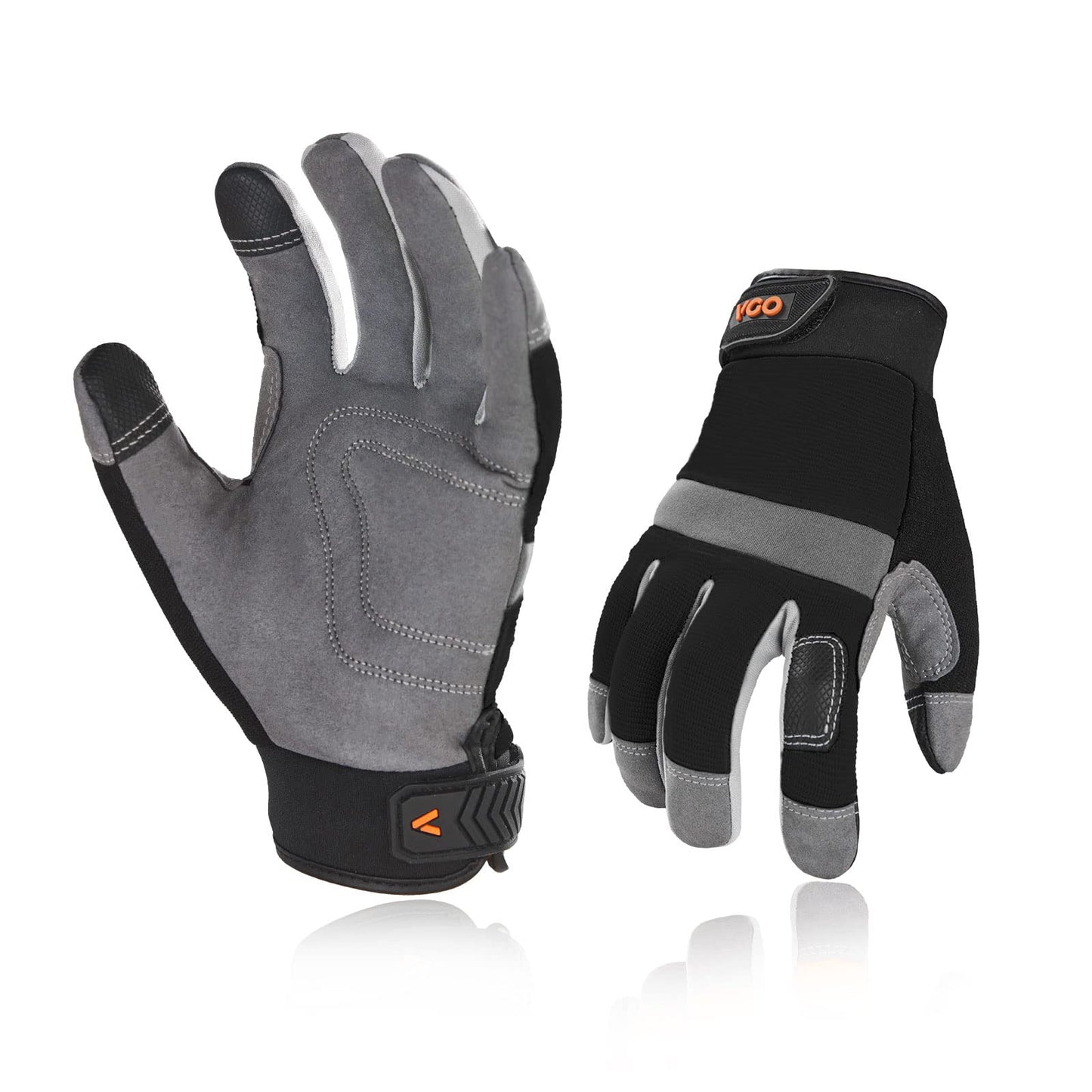 Vgo... 1 Pair Synthetic Leather Multi-Functional Work Gloves, Gardening Construction Builder Gloves (Size XL, Black, SL7584)