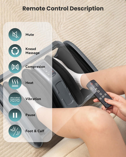 Snailax Shiatsu Foot Massager with Heat and Remote, Electric Foot Massager Machine, Remote Control, 3 Level Kneading/Vibration/Compression, Gift for Women Men Size up to 13