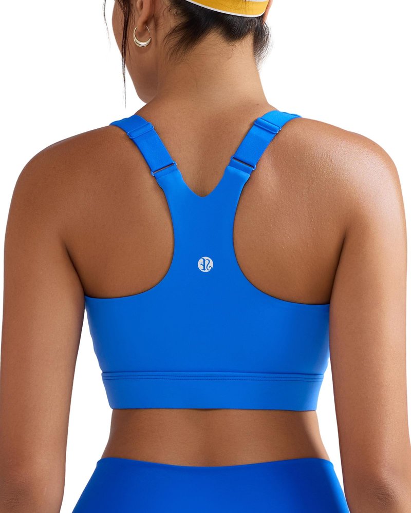 RUNNING GIRL High Support Sports Bras for Women,Adjustable Straps High Impact Sports Bra for Women Large Bust(3110_Sparkle Blue_M)