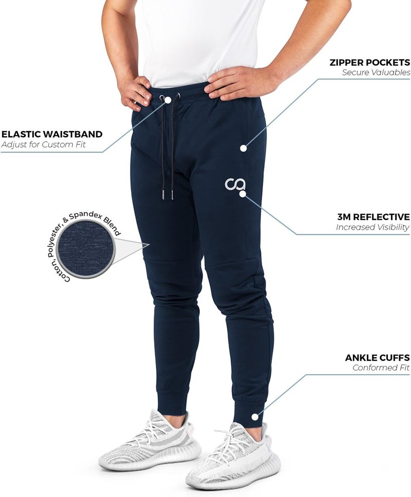 Men’s Slim Fit Contour Sweatpants with Zipper Pockets | Comfortable Joggers for Workouts