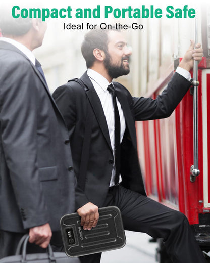 BAGKOOL Fireproof Security Box with 3-Digit Combination Lock, Portable Safe for Guns, Money, Documents - 39IN Patented Security Cable Included - Ideal for Valuables and Firearms, Size 9.4x6.5x2 IN