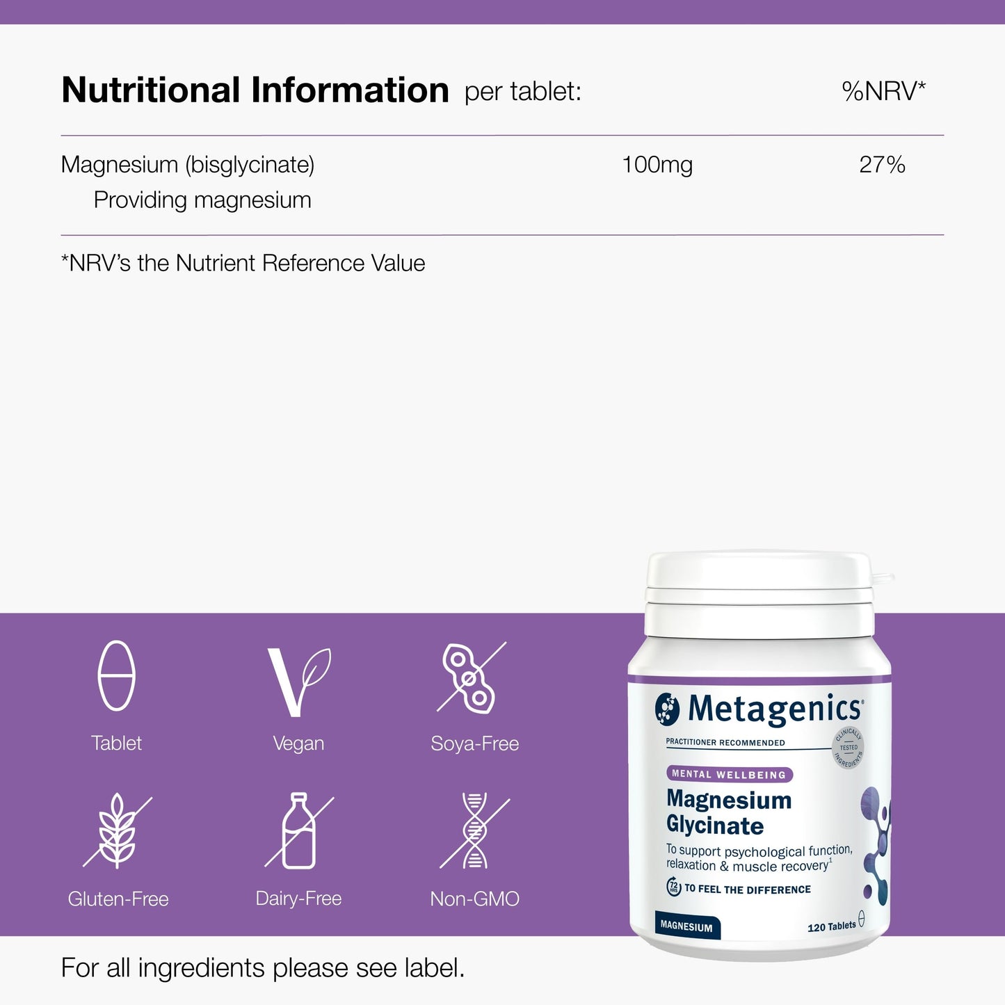 Metagenics Magnesium Glycinate 100mg - High Strength Supplement - Sleep Support - Easily Absorbable, Gentle on Digestion - 120 Tablets