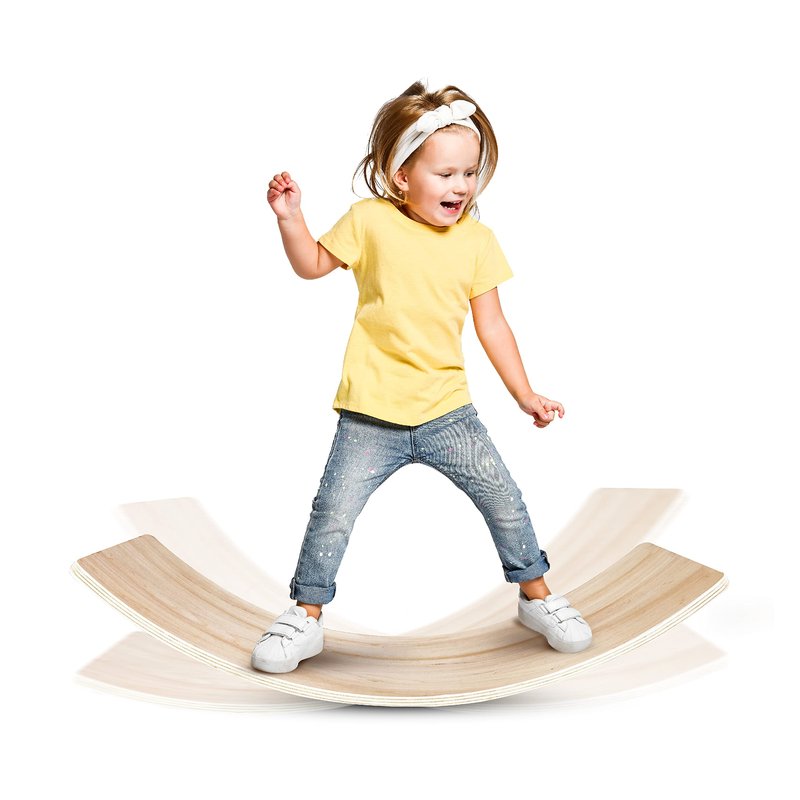 Yes4All Wooden Wobble Balance Board for Kids, 36 Inch Rocker Board Natural Wood, Seesaw Toy Toddlers, Yoga Curvy Board for Office & Classroom Adult