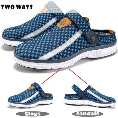 Men Women Garden Clogs Slippers Breathable Summer Slip On Beach Sandals Slipper Shoes Size Dark-Blue UK 10.5=45