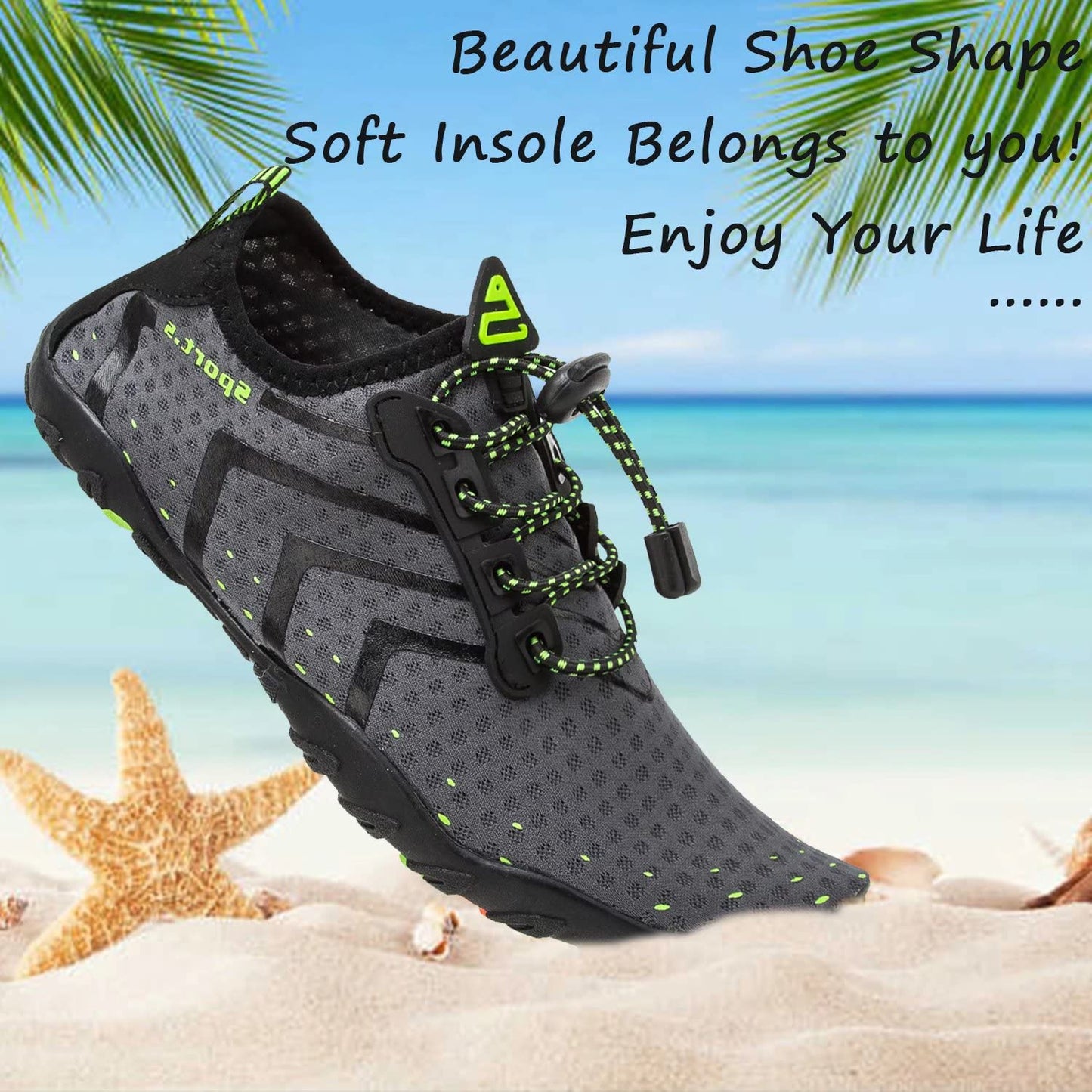 YALOX Water Shoes Men's Women's Swim Shoes Outdoor Beach Barefoot Quick-Dry Aqua Pool Socks Swimming Yoga Surfing Exercise(927Grey,41EU)