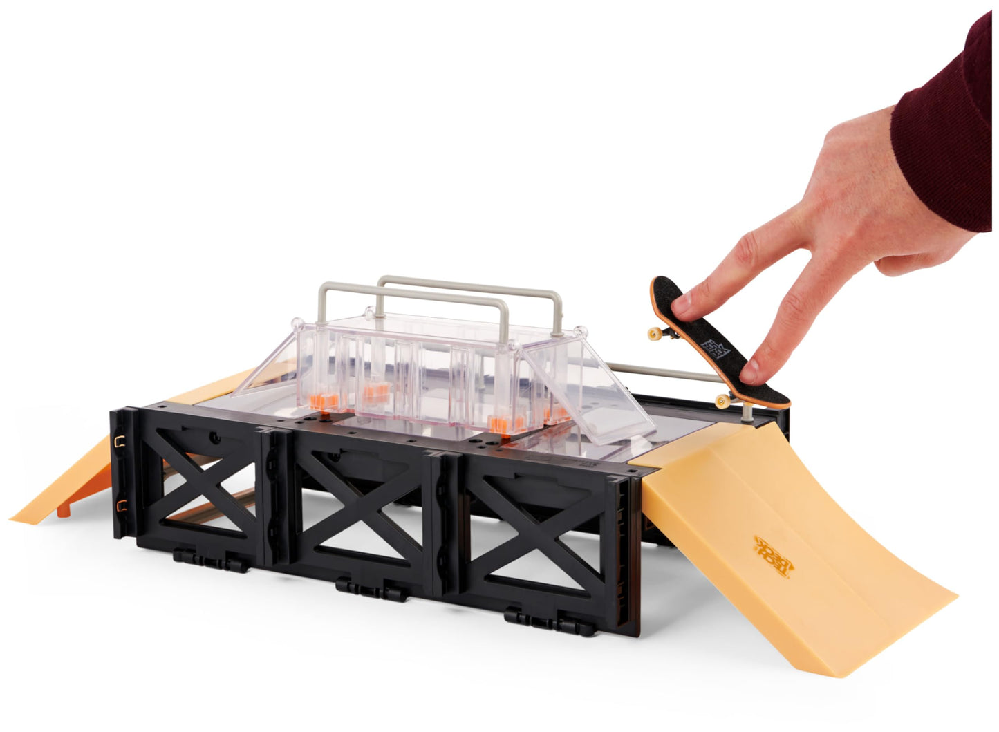 Tech Deck, Play and Display Transforming Ramp Set and Carrying Case with Exclusive Fingerboard, Kids Toy for Ages 6 and up
