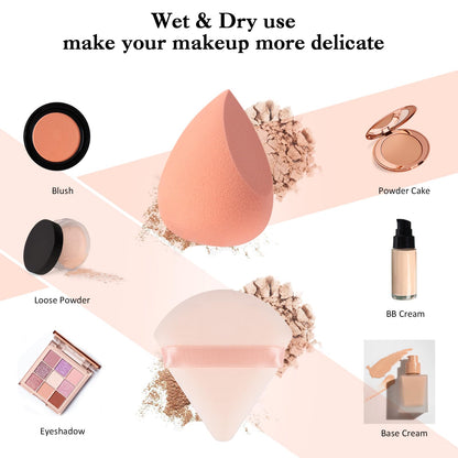 Professional Toiletry Sponges Set,Latex Free Flawless Soft Face Sponge with Holder,Beauty Blender Cosmetic Applicator for Powder,Liquid,Facial Makeup Tools