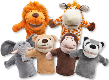 JOYIN Animal Friends Deluxe Kids Hand Puppets with Working Mouth (Pack of 6) for Imaginative Play, Show Theater, Easter/Birthday Party Supplies