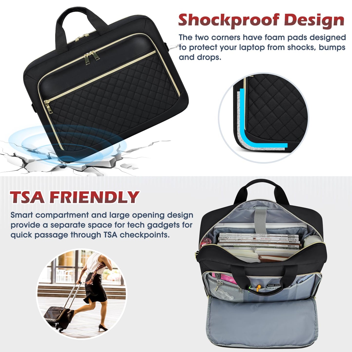NEWHEY Laptop Bag 17.3 inch Briefcase for Women Large Laptop Case Computer Bag Work Bag Messenger Bag for Business/Office Travel/College