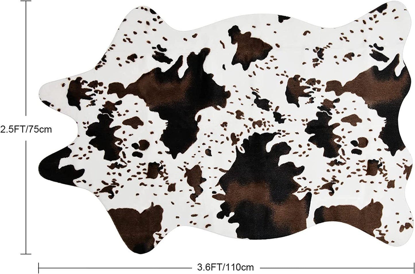 Faux Cowhide Rug, Cute Cow Print Rug for Western Decor, Non-Slip Animal Area Carpet for Bedroom Living Room, Western Party Decorations, 3.6 x 2.5 FT (43 x 30 Inches)