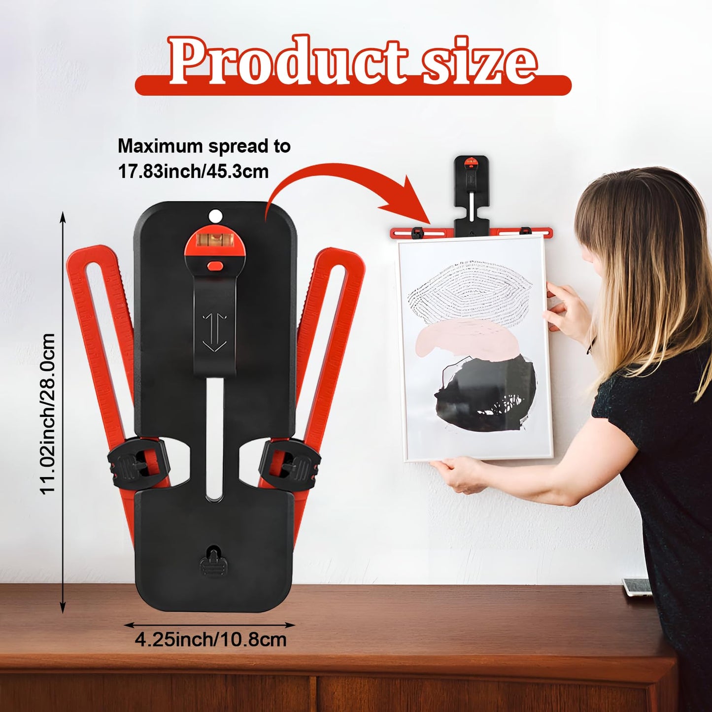 Wshxjzyay Photo Frame Hanger Tool with Bubble Level, Never Measure Versatile Picture Hanging Tool , Accurate Photo Frame Hanging Level for Home Decor Enthusiasts and Professionals