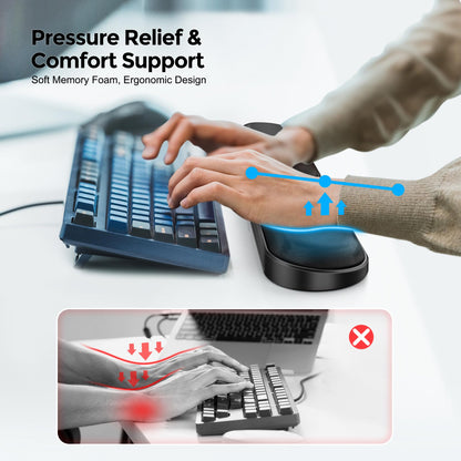 AboveTEK Keyboard Wrist Rest – Adjustable Angle & 25-Inch Length, Foldable Ergonomic Memory Foam Support for Computer, Laptop & Gaming – Non-Slip, Relieves Forearm & Elbow Pain for Typing & Mouse Use