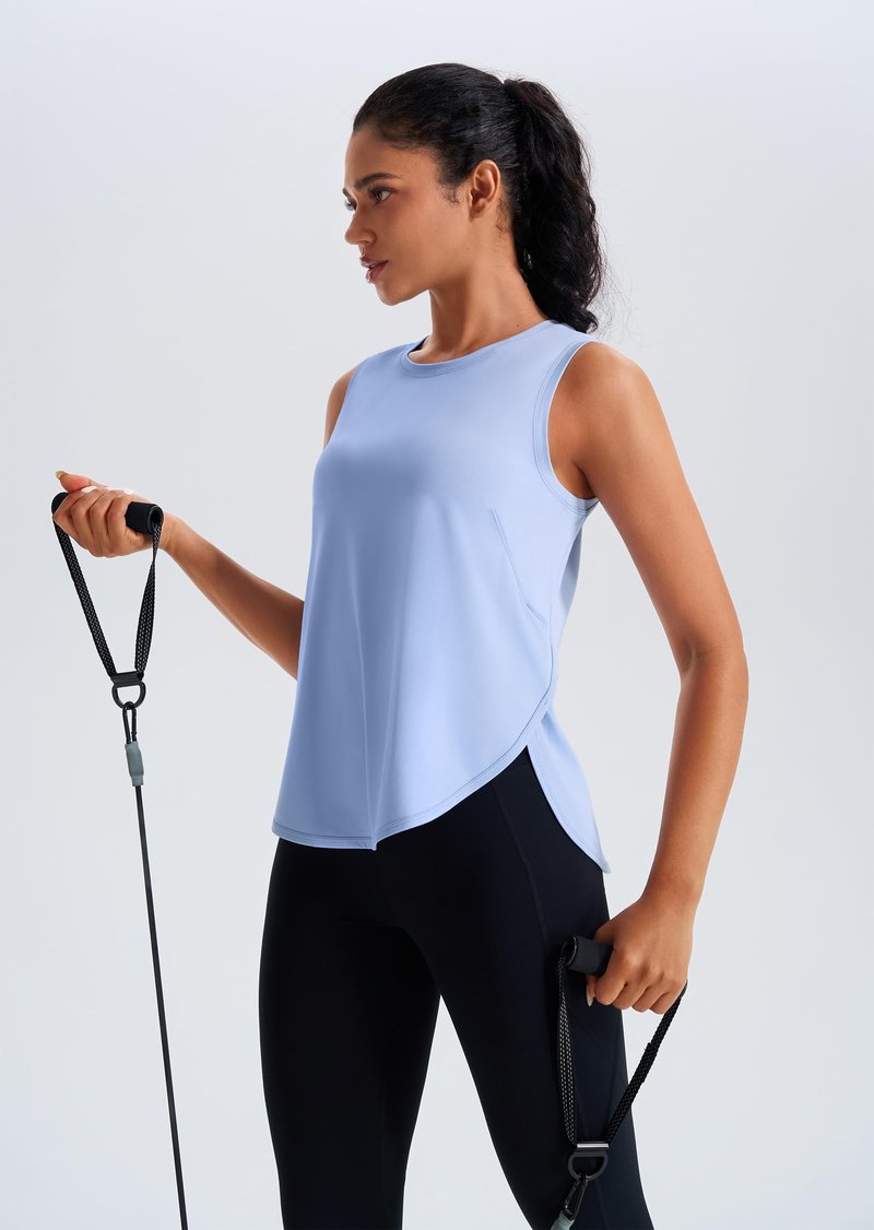 JOYSPELS Ice Silk Workout Tank Tops for Women Cool Sleeveless Loose Fit Yoga Shirts Light Blue