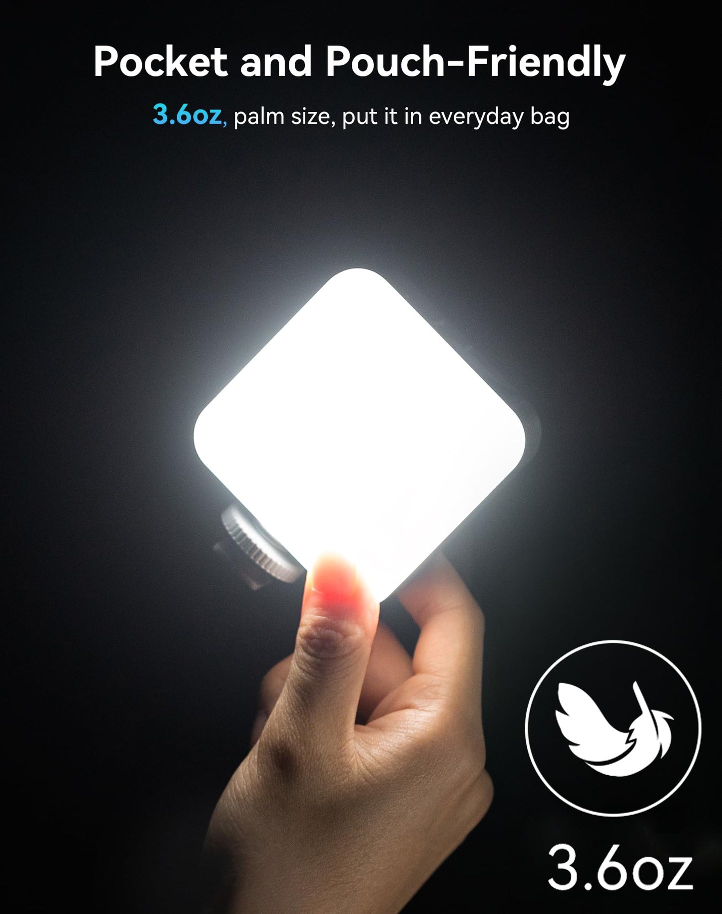 SmallRig P96 LED Video Light, Portable Camera Lights, 96 LED Beads for Photography Video Lighting, Rechargeable 2200mAh CRI 95+ 2700-6500K w 3 Cold Shoe