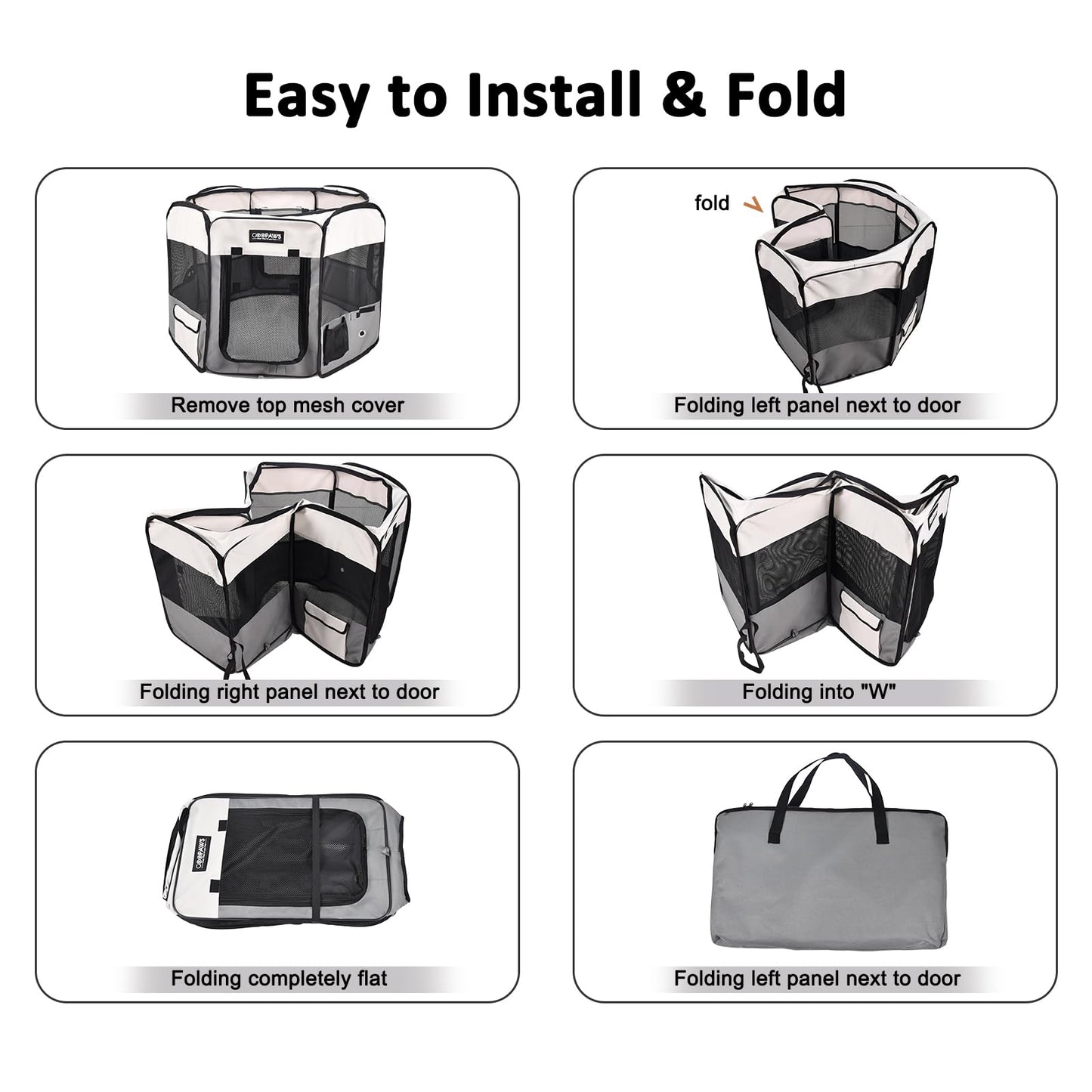 JESPET Pet Dog Playpens 36", 45" & 61" Portable Soft Dog Exercise Pen Kennel with Carry Bag for Puppy Cats Kittens Rabbits, Indoor/Outdoor Use