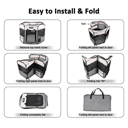 JESPET Pet Dog Playpens 36", 45" & 61" Portable Soft Dog Exercise Pen Kennel with Carry Bag for Puppy Cats Kittens Rabbits, Indoor/Outdoor Use