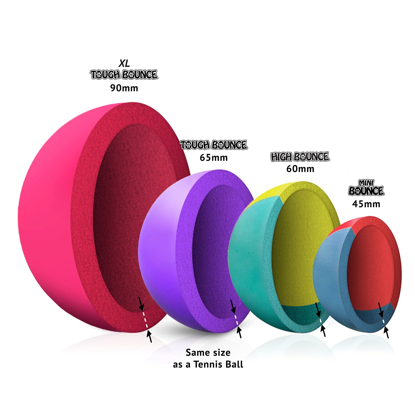 SPORTSPET High Bounce Natural Rubber Dog Balls (6 Pack High Bounce) (60mm)