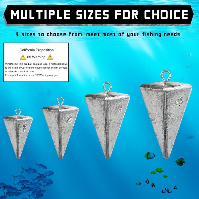 Pyramid Sinkers Fishing Weights - Durable Saltwater Tackle for Surf Fishing | 1 oz, 2 oz, 3 oz Options