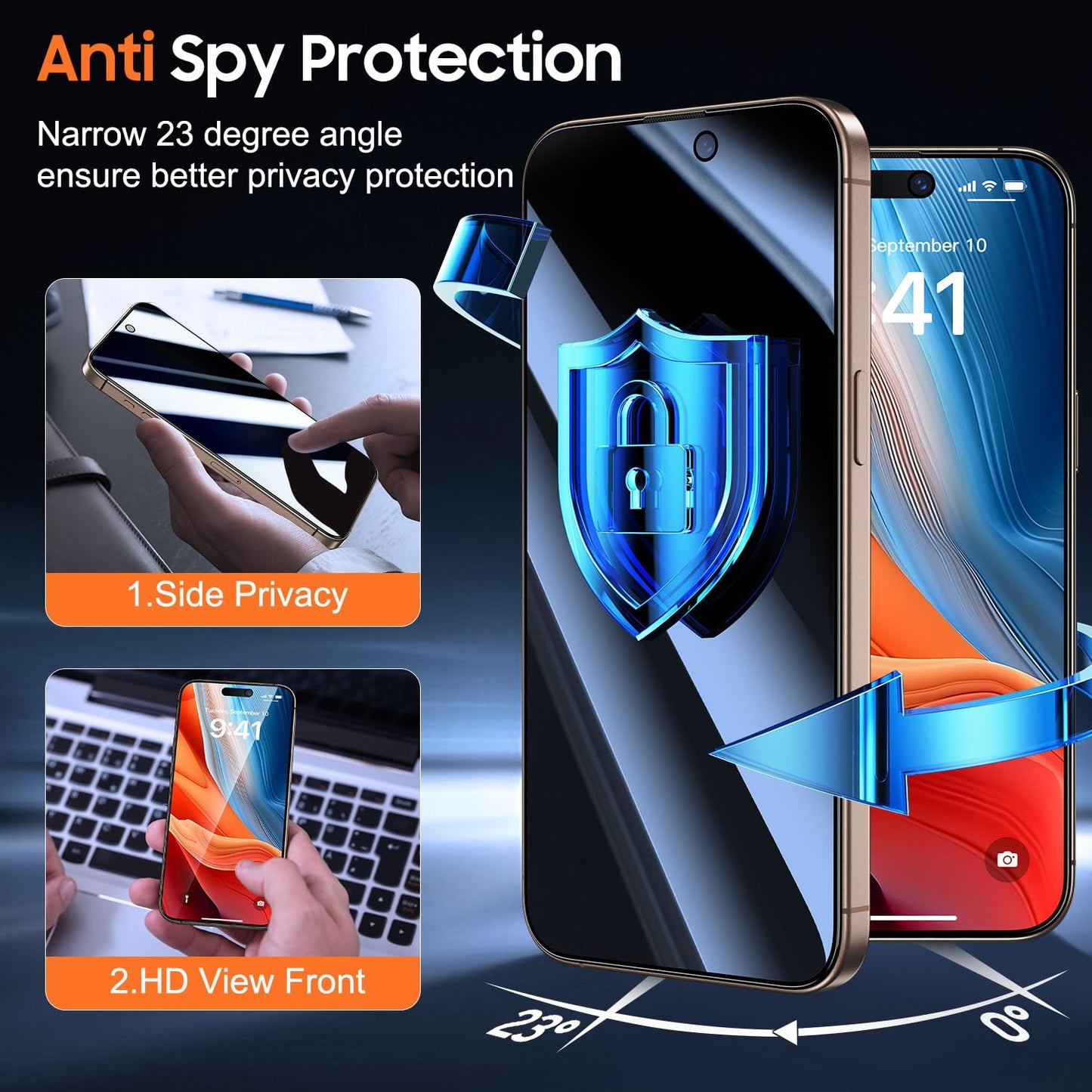 UniqueMe for iPhone 16 Pro Screen Protector - [Military Grade Shatterproof & 9H+ Hardness] Screen Protector 16 Pro Tempered Glass Full Coverage Protection, Easy Installation, 2 Packs