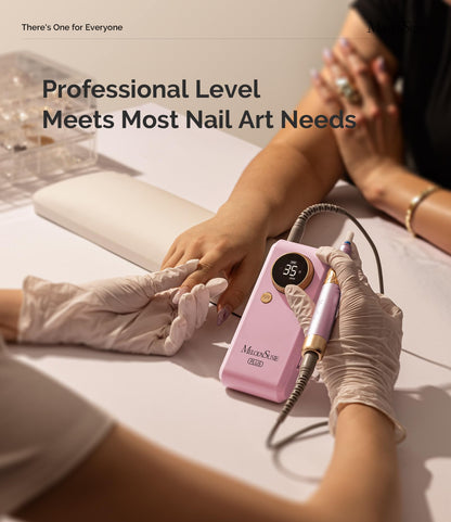 MelodySusie 2 in 1 Professional Nail Drill, 30000 RPM SC330G Electric Nail File with Kickstand for Gel Nails Polishing Removing, Portable Cordless Nail Efile for Manicure Pedicure at Home & Salon,Gold