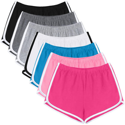 URATOT 7 Pack Womens Cotton Shorts, Dolphin Booty Athletic Gym Sports Shorts for Yoga Lounge Running