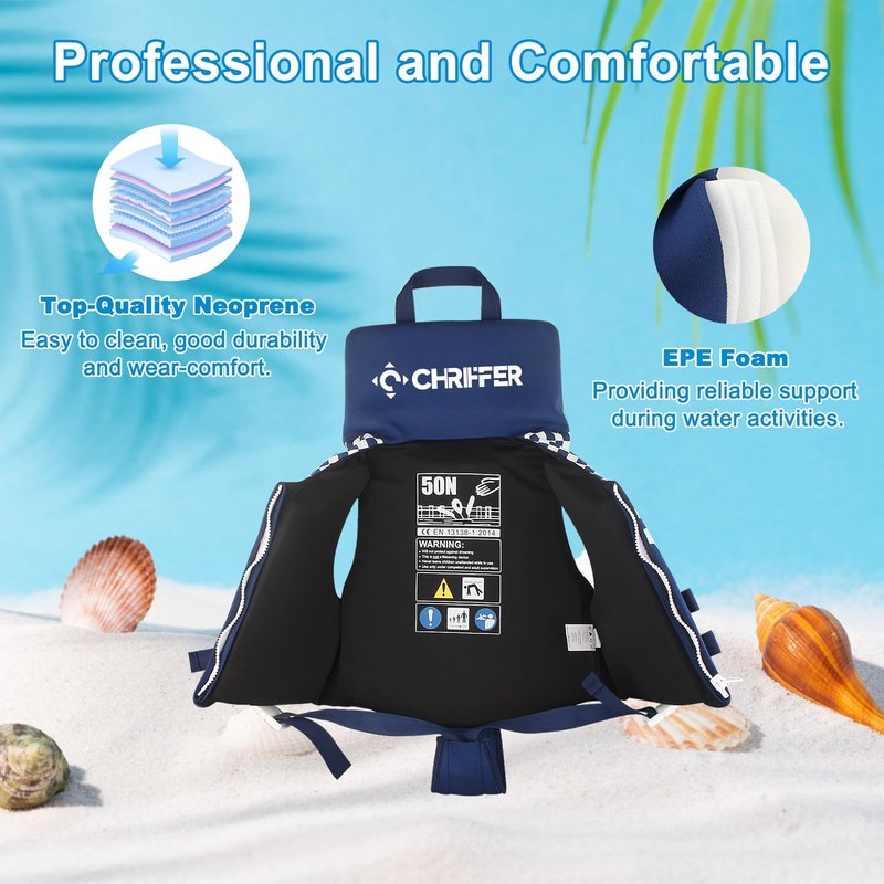 Chriffer Kids Swim Vest Life Jacket for 20-70 Pounds Boys and Girls, Zipper Style Easy On and Off, Floatation Life Jacket for 2, 3, 4, 5, 6, 7, 8, 9, 10 Years Old Beach Pool Water Park