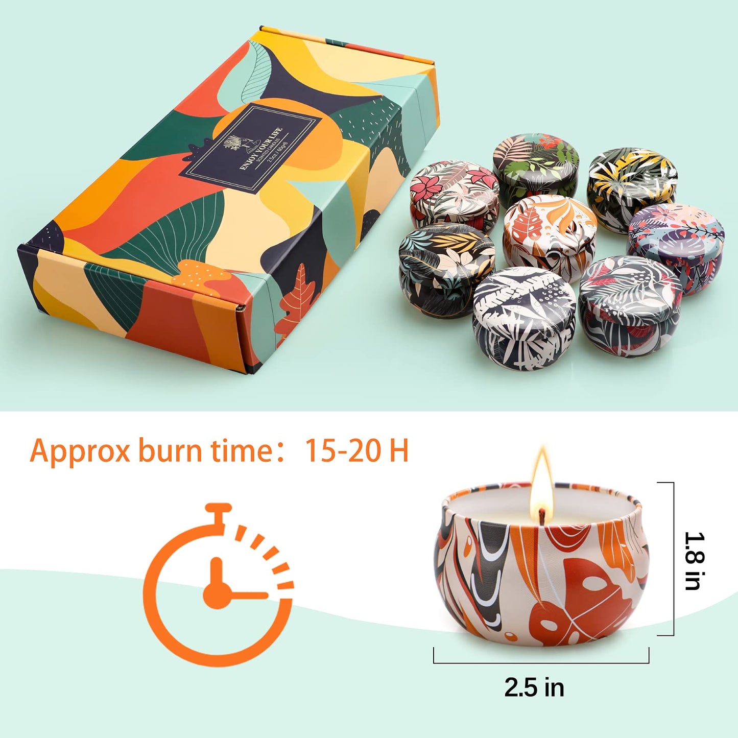 Scented Candles Gifts for Women, Aromatherapy Candles, Love Scented Candles Gift Set, Portable Travel Tin Candle, 8 Pack, Natural Soy Wax, Gift on Anniversary, Christmas, Birthday Mother's Day