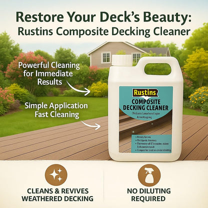 Rustins Composite Decking Cleaner - Effective Mold and Mildew Remover | Deep Cleaning Solution for Decks, Patios, and Outdoor Spaces 4 litre