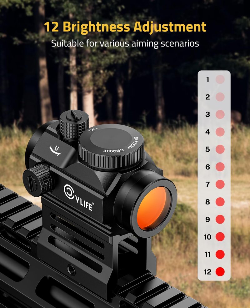 CVLIFE FoxSpook Motion Awake Red Dot Sight, 2 MOA Red Dot Scope Auto On & Off, 1x20mm Red Dot Optics with Low Profile and Lower 1/3 Co-Witness Mount, Flip Lens Covers and Anti-Reflection Device
