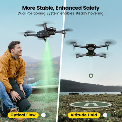 Holy Stone HS290 Foldable Drone with 1080P HD FPV Camera for Beginners, RC Quadcopter with Optical Flow, APP Control, Tap Fly, 3 Speed Modes, 2 Modular Batteries, Toys Gifts for Boys and Girls