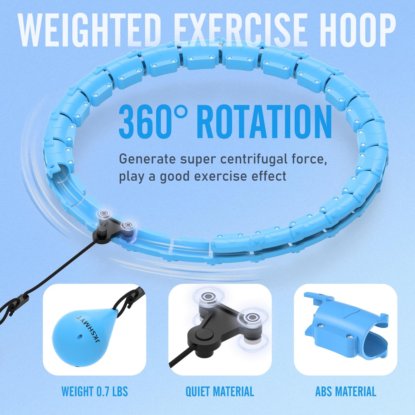 JKSHMYT Weighted Hula Circle Hoops for Adults Weight Loss, Infinity Fitness Hoop Plus Size 47 Inch, 24 Detachable Links, Exercise Hoop Suitable for Women and Beginner