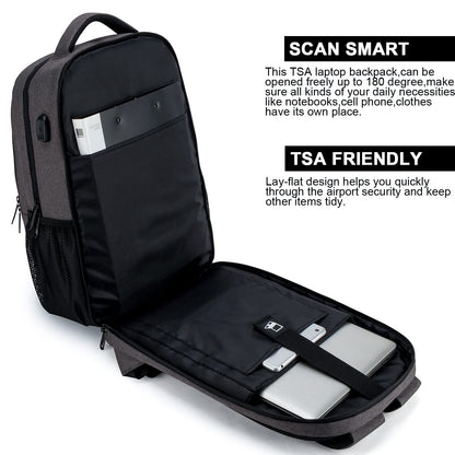 Lumesner Business Laptop Backpack with USB Charging Port; 17.3 Inch Anti Theft Travel Backpack for Men/Women; Water Resistant Computer Rucksack for School/Work/Travel
