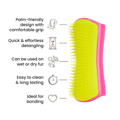 Tangle Teezer Large Pet Teezer Detangling Dog Grooming Brush - Dry or Bath - The Perfect Detangling Brush for Dogs - Pink & Yellow
